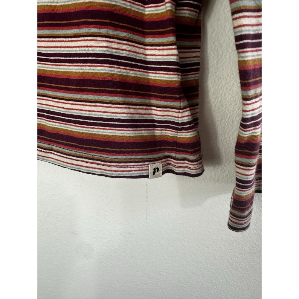 PACT Organic Striped Tee Womens Medium Long Sleeve Scoop Neck Preppy Casual Top - Picture 4 of 7